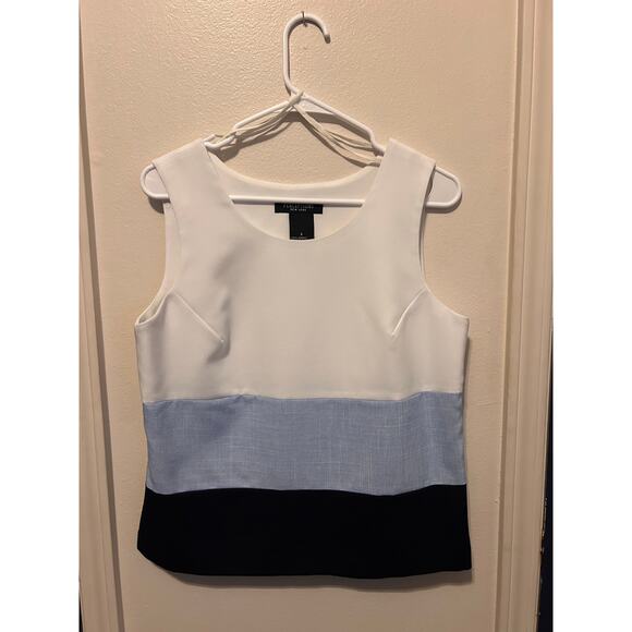 Perceptions Women Sectioned Blouse (White, Columbia, Navy) | Size 8 | Excellent - Picture 1 of 4